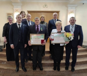 Делегация от Сенненского района во главе с председателем райисполкома Олегом Макаревичем и председателем райСовета Михаилом Вилюго на церемонии награждения лауреатов почетного звания «Человек года Витебщины»